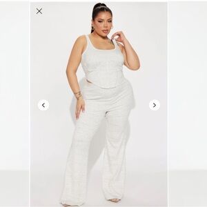 Fashion Nova Velma Heather Gray Flare Pant Set Petite 1X Tailored Inseam